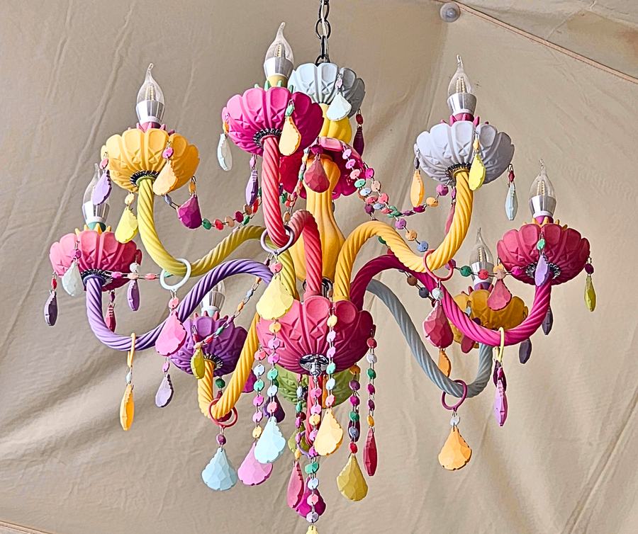 Colorful chandelier inside the dome