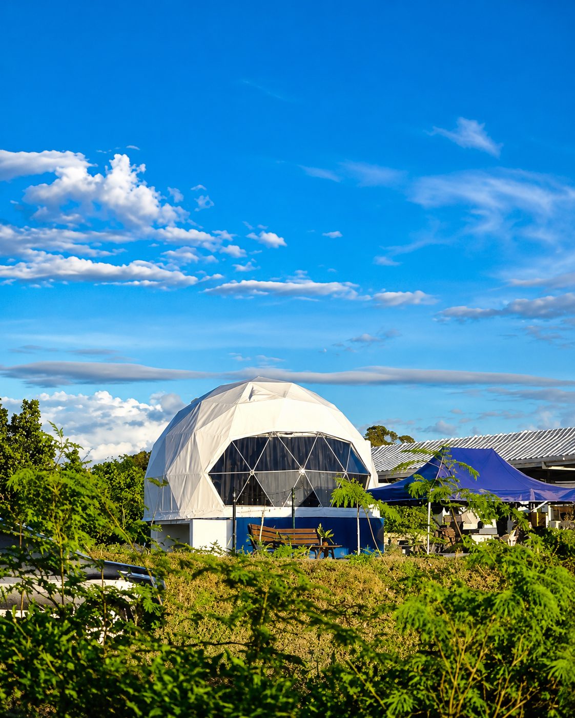 A Dome Pearl Villa under a bright blue sky