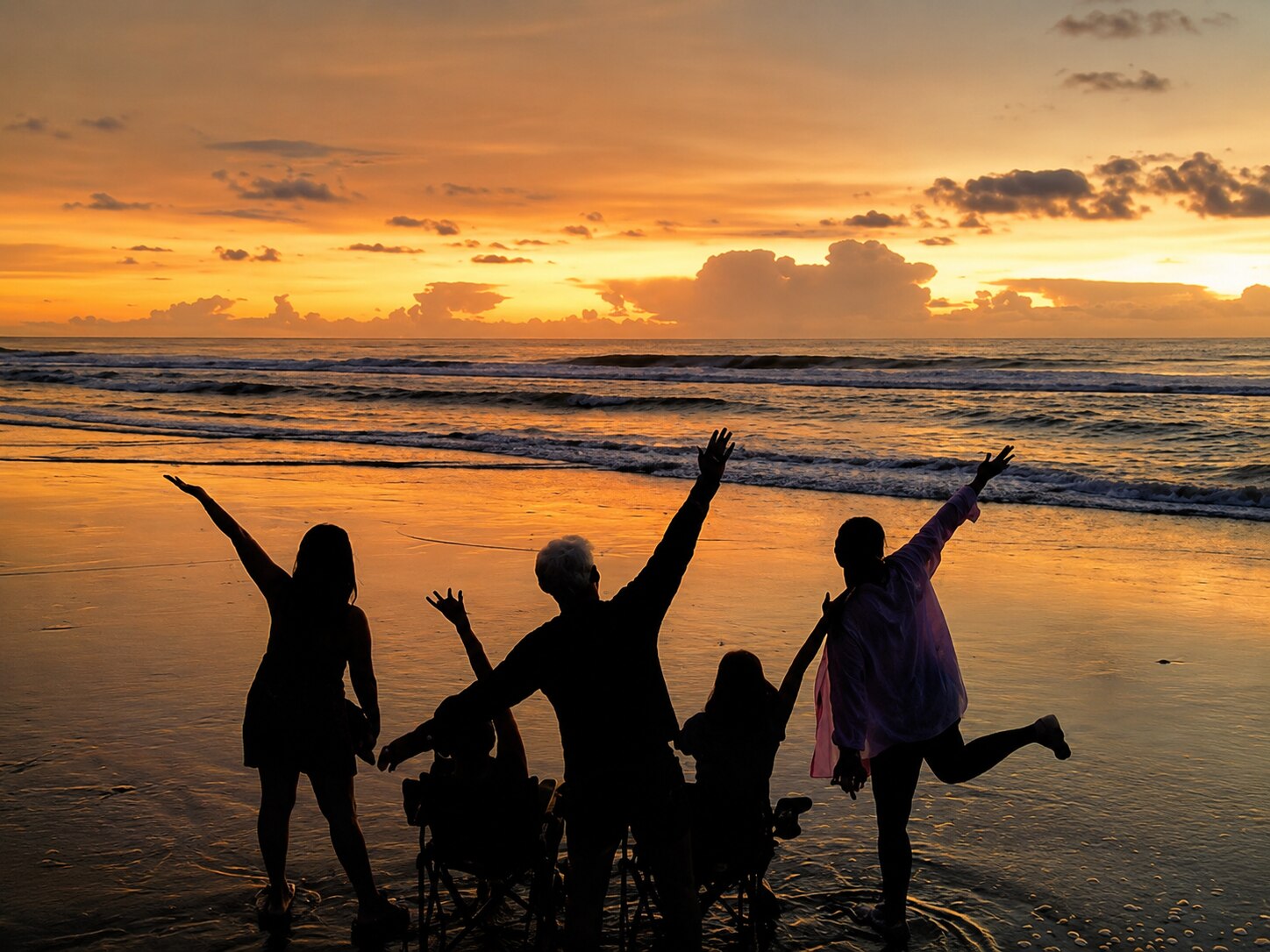 A barkada celebrating the sunset on the beach
